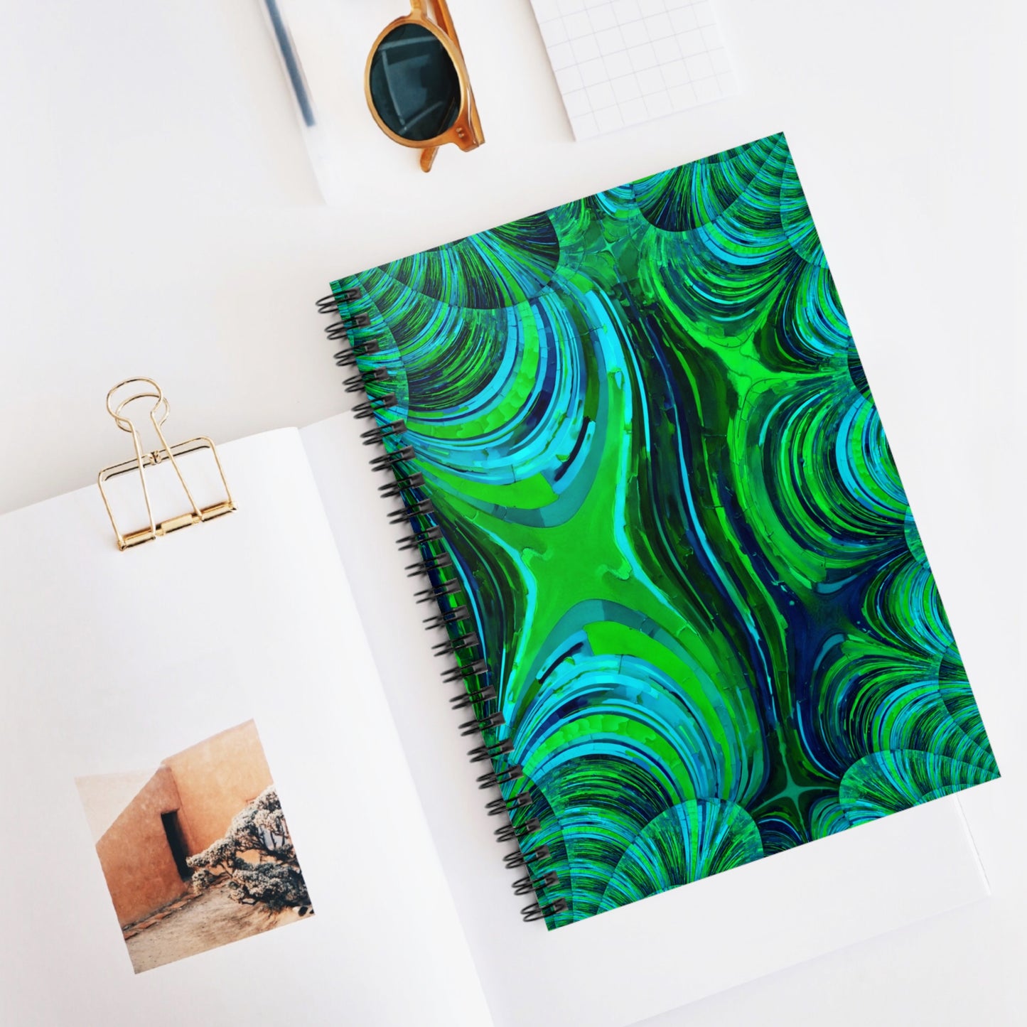 Uzi Spiral Blue Green Spiral Notebook - Ruled Line, 6" x 8", 118 pages