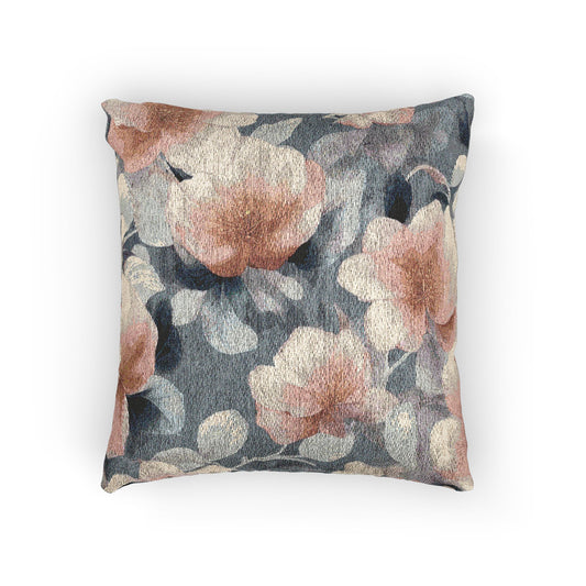 Red White Florals Woven Pillow, 17" x 18"