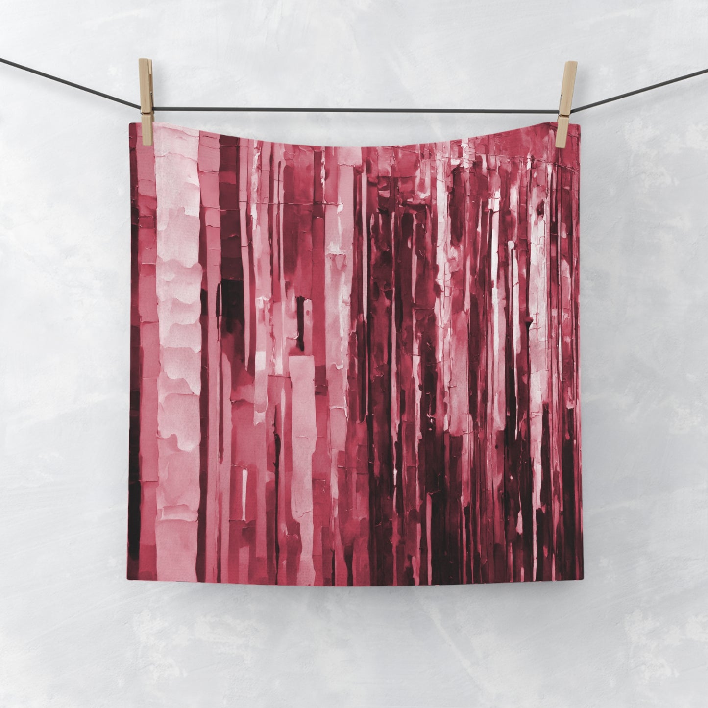 Striped Ruby Face Towel, 13" x 13"