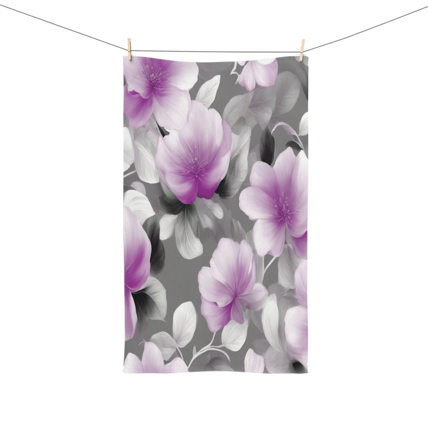 Purple Blossom Floral Bunch Hand Towel, 16" x 28"