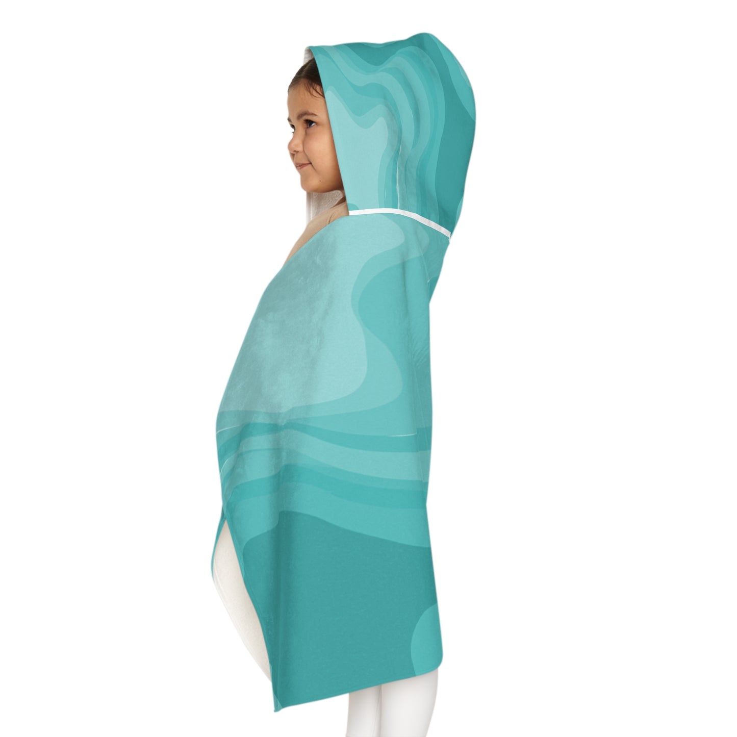 Tif Green Wavey Youth Hooded Towel, 24" x 48"