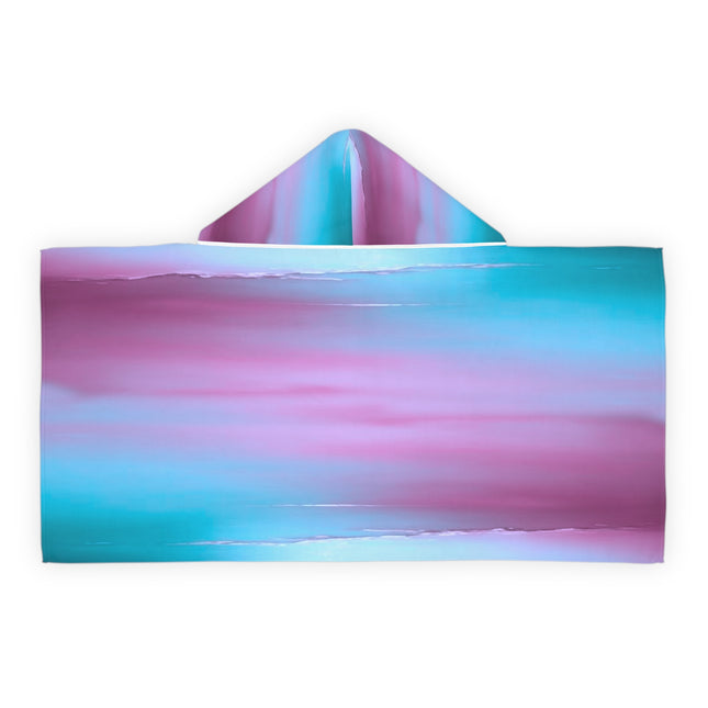 Dark Blue Green Sea Purple Fog Youth Hooded Towel, 24" x 48"