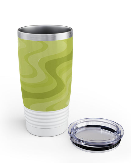Lemon Wavey Ringneck Tumbler, 20oz in white