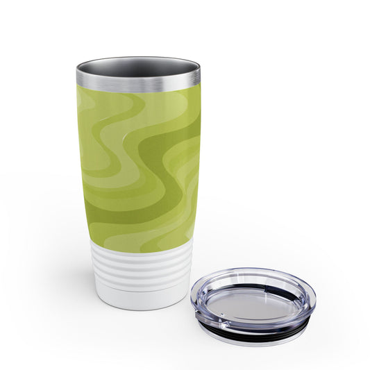 Lemon Wavey Ringneck Tumbler, 20oz in white, steel and black