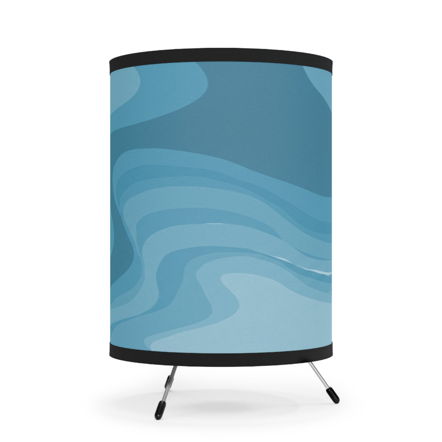 Sky Blue Wavey Tripod Lamp with High-Res Printed Shade, US\CA plug