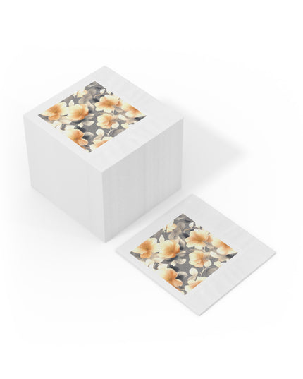 Soft Blossom Floral Bunch White Coined Napkins, 6.5" x 6.5"