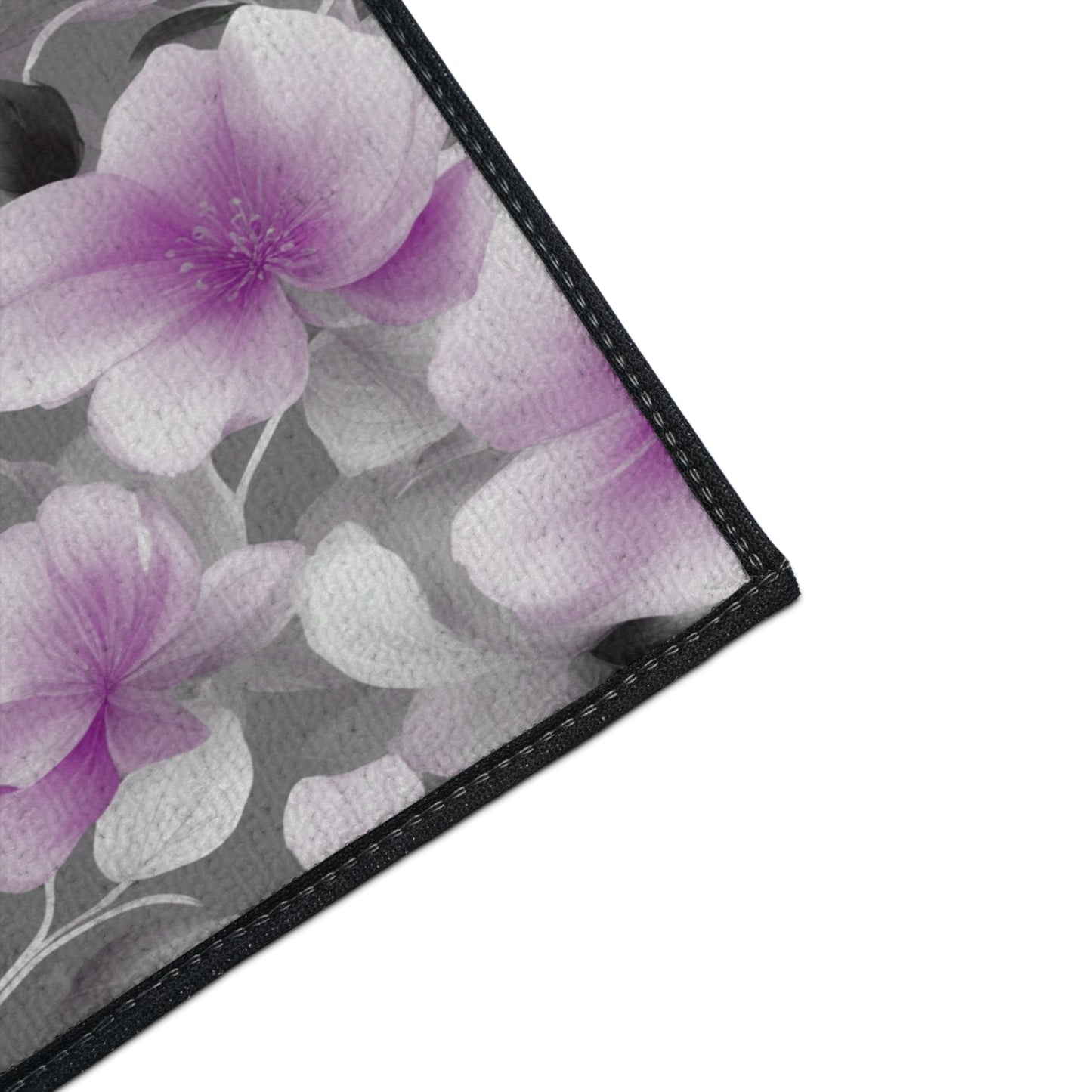 Purple Blossom Floral Bunch Heavy Duty Floor Mat, 18" x 24"