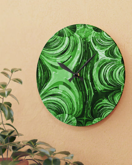 Uzi Spiral Mint Pastel Acrylic Wall Clock, Round or Square, 10.75" x 10.75"