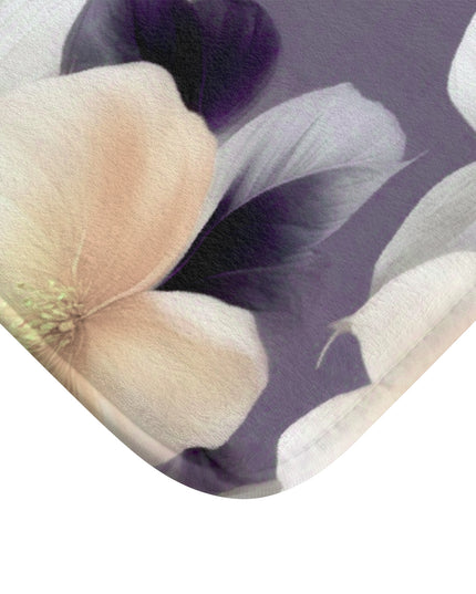 White Blush Floral Bunch 34" x 21" Bath Mat