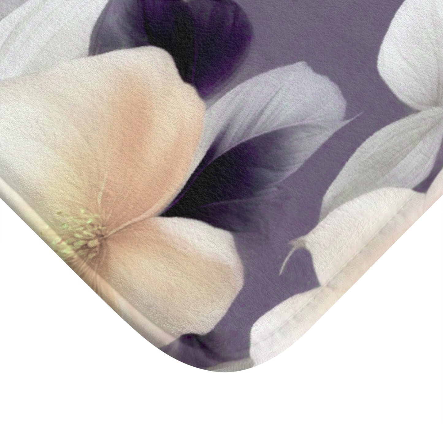 White Blush Floral Bunch 34" x 21" Bath Mat
