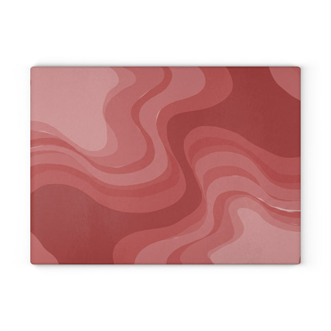 Power Red Wavey Glass Cutting Board, 11" x 15"