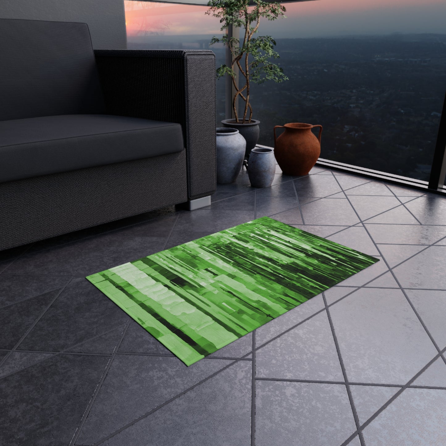 Striped Mint Pastel Fade Outdoor Rug, 24" x 36"
