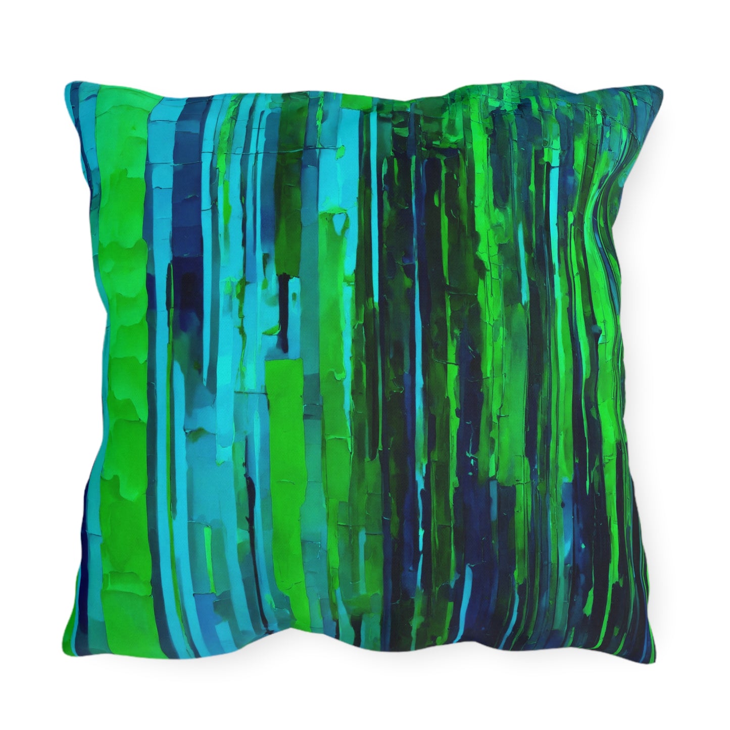 Striped Blue Green 20" x 20" Outdoor Pillow