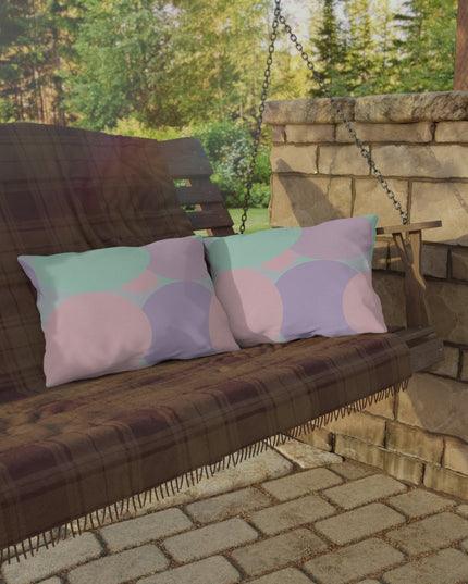 Pastel Peach and Soft Green Patches 20" x 14" Outdoor Pillow