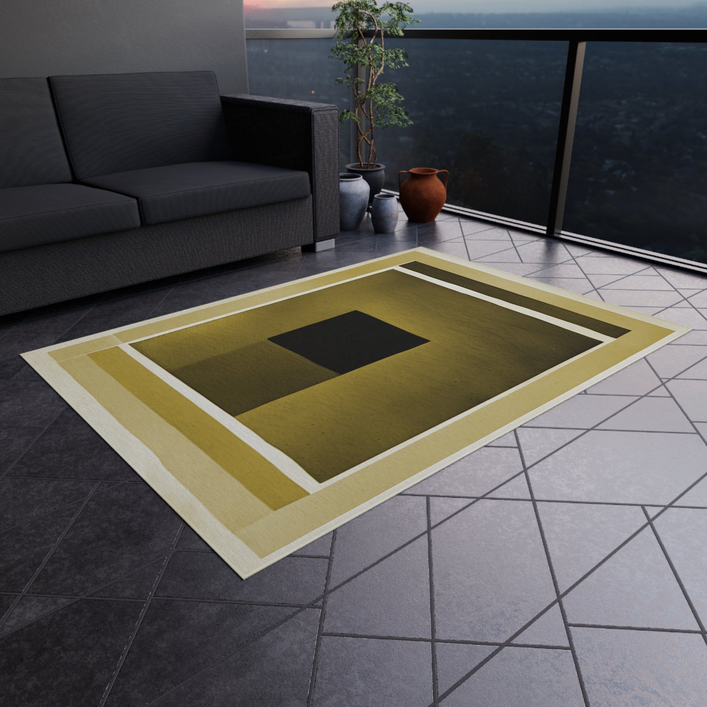 Tan Shadow Outdoor Rug, 60" x 84"