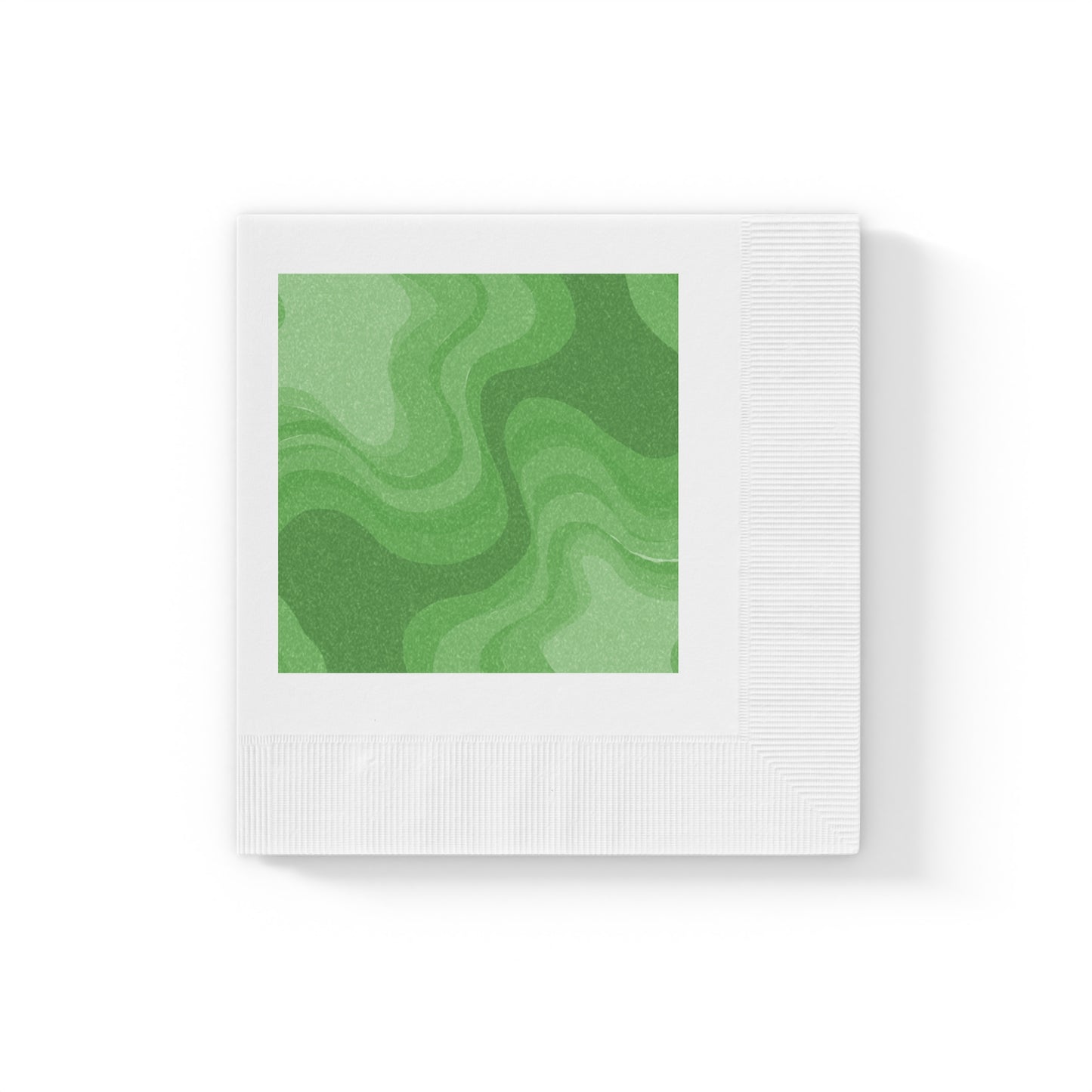 Greenie Meanie Wavey White Coined Napkins, 4.8" x 4.8"