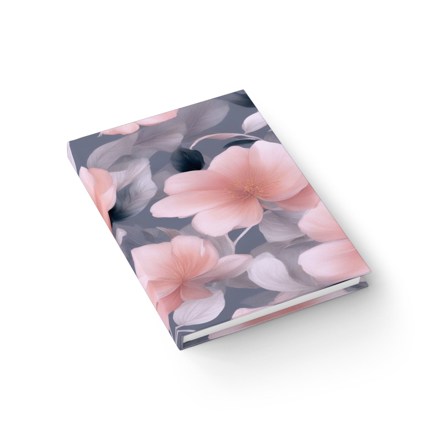 Peach and Blue Gray Floral Bunch Journal - 128 Ruled Line pages, 5" x 7"