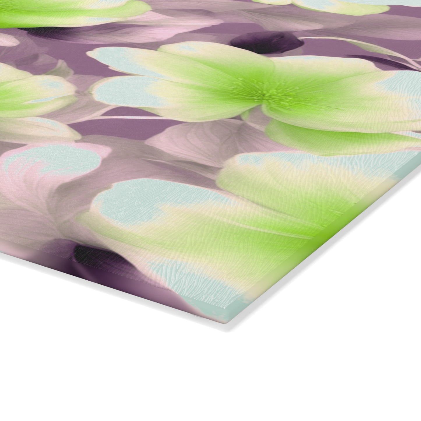 Lime Lavender Floral Bunch Glass Cutting Board, 8" x 11"