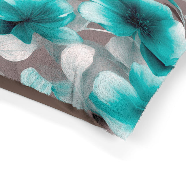 Tif Green Gray Floral Bunch Pet Bed, 28" × 18"