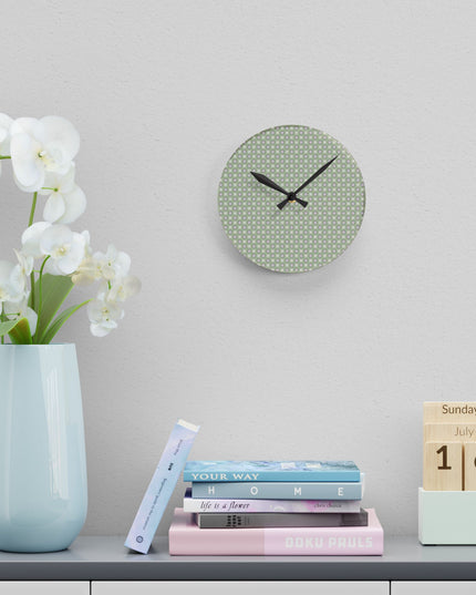 Olive Star-crossed Bodies Acrylic Round Wall Clock, 8" x 8"