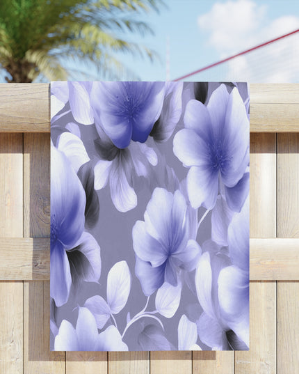Indigo Blossom Floral Bunch Beach Towel, 24" x 44"