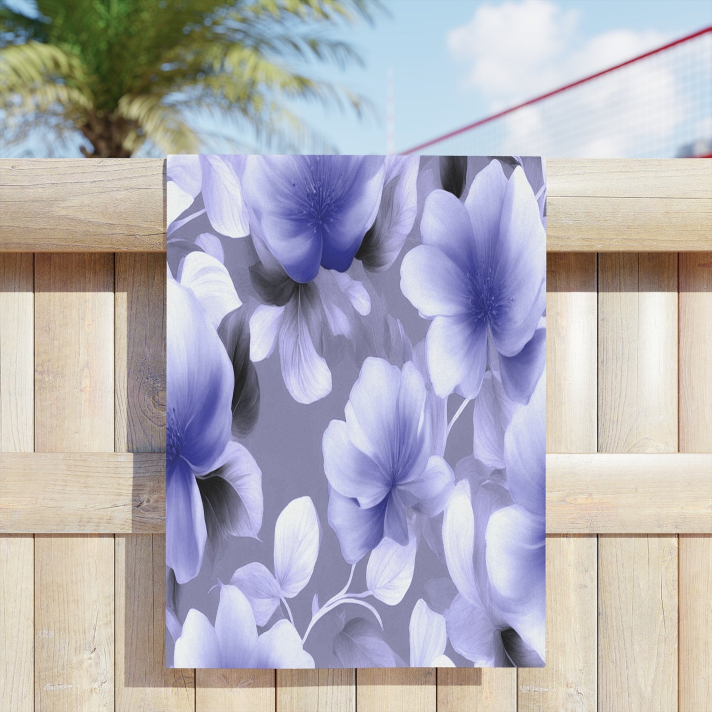 Indigo Blossom Floral Bunch Beach Towel, 24" x 44"