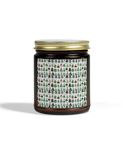 Mini Vintage Green Trees Scented Candles, Coconut Apricot Wax (9oz)