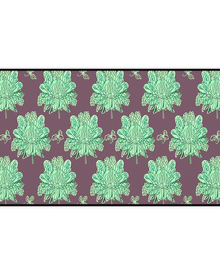 Mint Green Floral Butterflies 12" x 22" Desk Mat