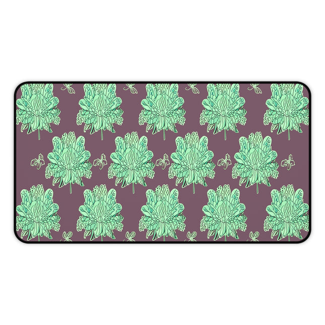 Mint Green Floral Butterflies 12" x 22" Desk Mat