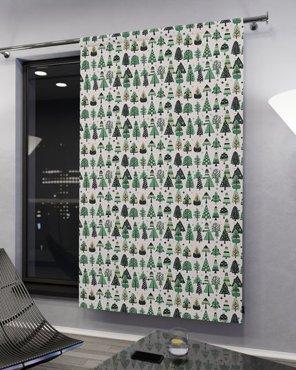 Mini Vintage Green Trees Window Curtain, 50" x  84", blackout