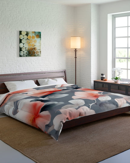 Red Blossom Floral Bunch Comforter, 104" × 88"