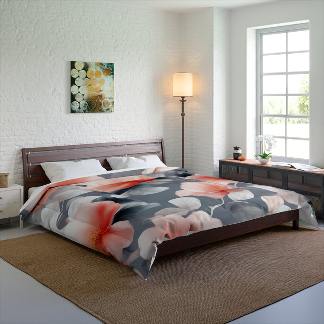 Red Blossom Floral Bunch Comforter, 104" × 88"