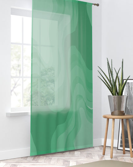 Mint Green Wavey Sheer Window Curtain, 50" x 84", partially transparent
