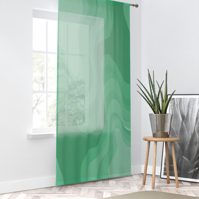 Mint Green Wavey Sheer Window Curtain, 50" x 84", partially transparent