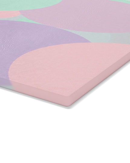 Pastel Peach and Soft Green Patches 11" x 15" Glass Cutting Board