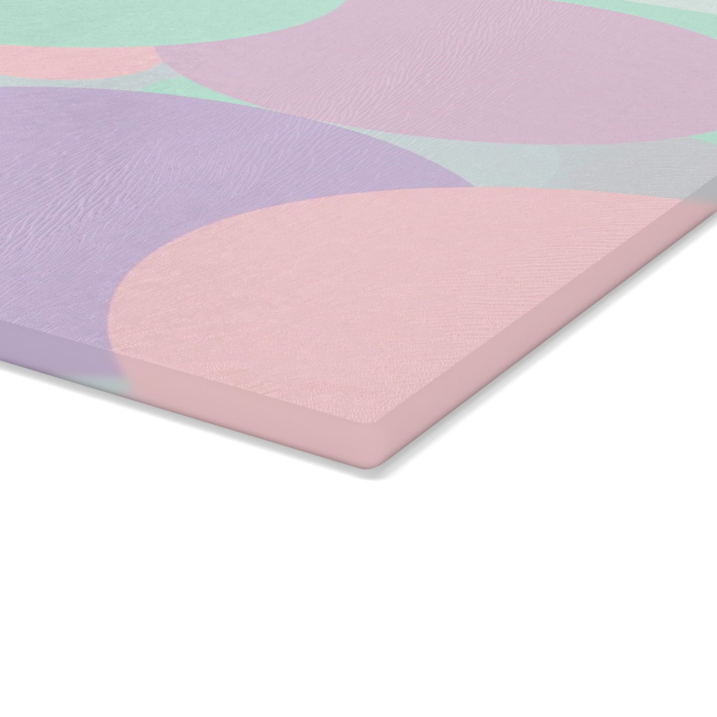 Pastel Peach and Soft Green Patches 11" x 15" Glass Cutting Board