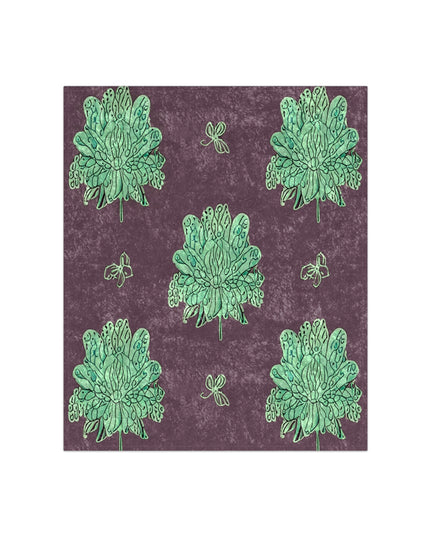 Mint Green Floral Butterflies 50" x 60" Crushed Velvet Blanket
