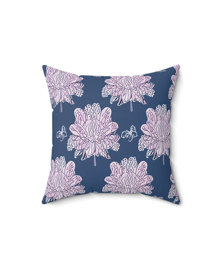 Purple White Floral Butterflies 14" x 14" Faux Suede Square Pillow
