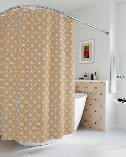 Tan Sunset Star-crossed Bodies Shower Curtain, 71" x 74"