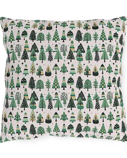 Mini Vintage Green Trees 16" x 16" Outdoor Pillow
