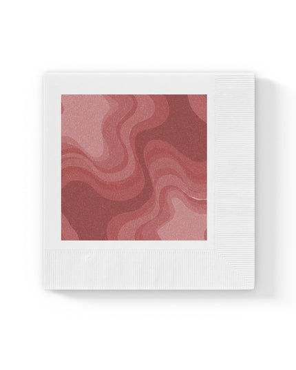 Power Red Wavey White Coined Napkins, 6.5" x 6.5"