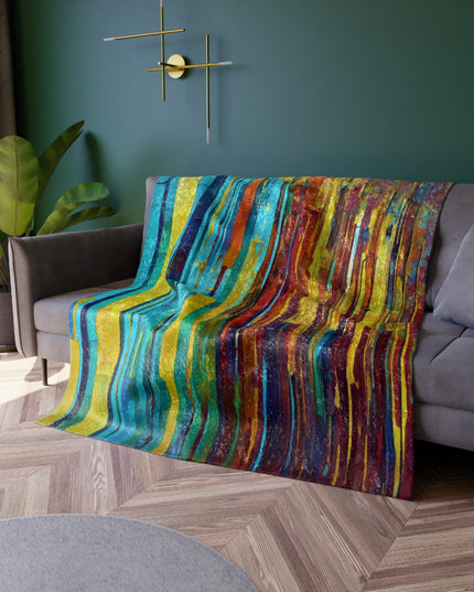 Striped Alpha Green 50" x 60" Crushed Velvet Blanket
