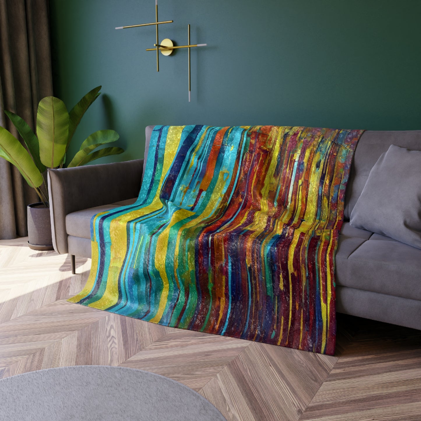 Striped Alpha Green 50" x 60" Crushed Velvet Blanket