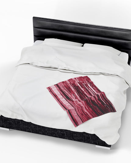 Striped Ruby Velveteen Plush Blanket, 30" x 40"