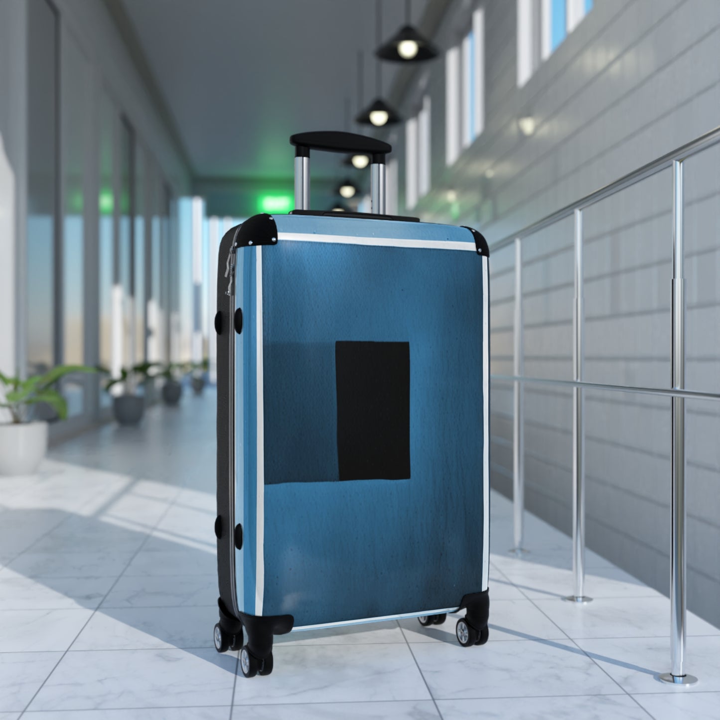Blue Shadow Medium Suitcase with built in lock, 4 double-wheels, telescopic handle, and ABS back hard-shell