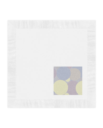 Pastel Soft Blue and Soft White Patches White Coined Napkins, 4.8" x 4.8"