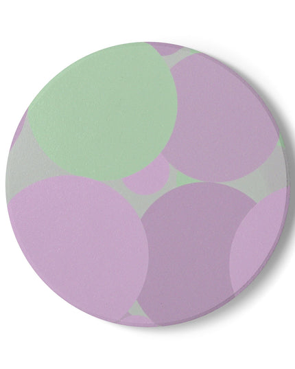 Pastel Lavender Purple and Soft Green Patches 4" x 4" Round Ceramic Coaster