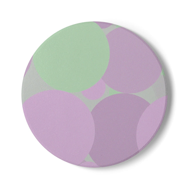 Pastel Lavender Purple and Soft Green Patches 4" x 4" Round Ceramic Coaster