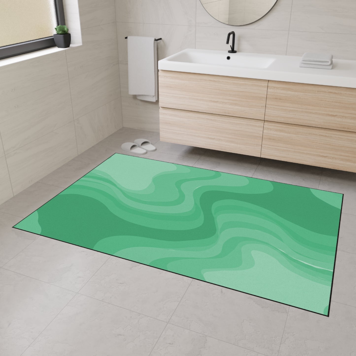 Mint Green Wavey 48" x 72" Heavy Duty Floor Mat