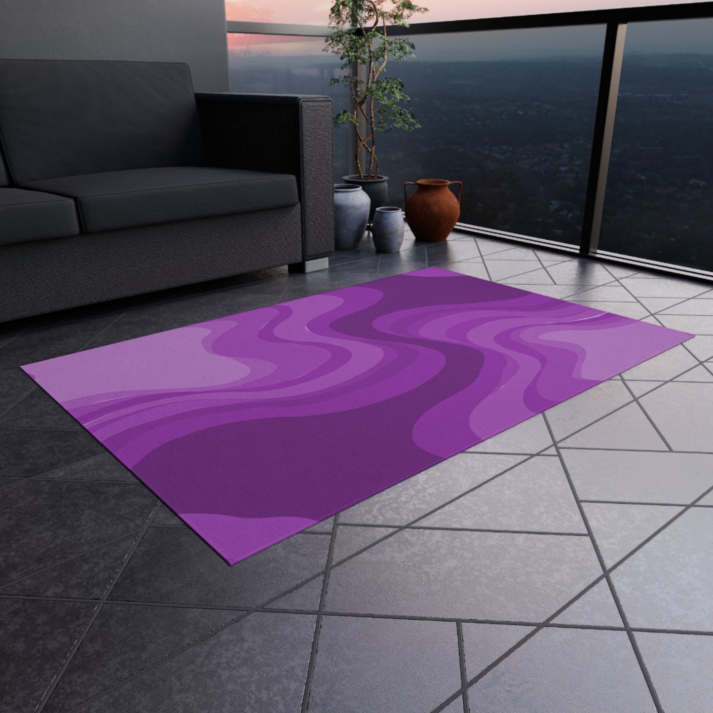Wavey Purple Wavey 48" x 72" Outdoor Rug